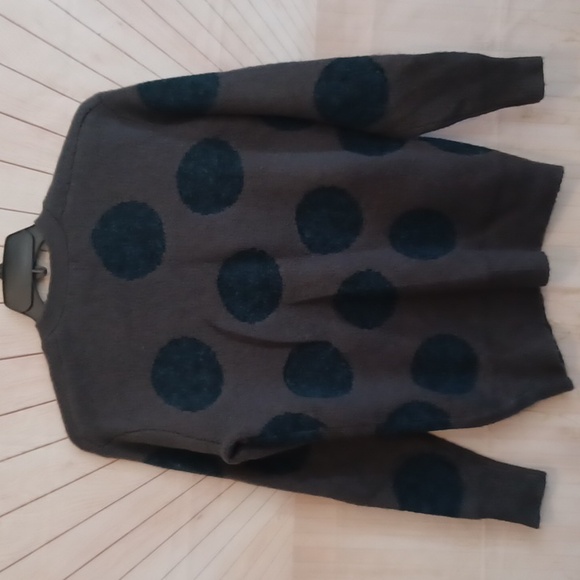 Womens Polka Dot Open Front Cardigan Long Sleeve Fall Winter Knitted Sweater - Picture 3 of 4